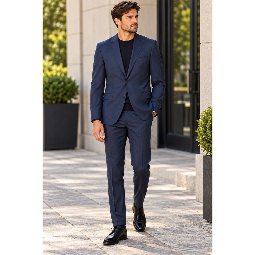BOSS Hugo Boss Jeckson Lenon2 Blazer 40R Blue Reda Virgin Wool Stretch Regular